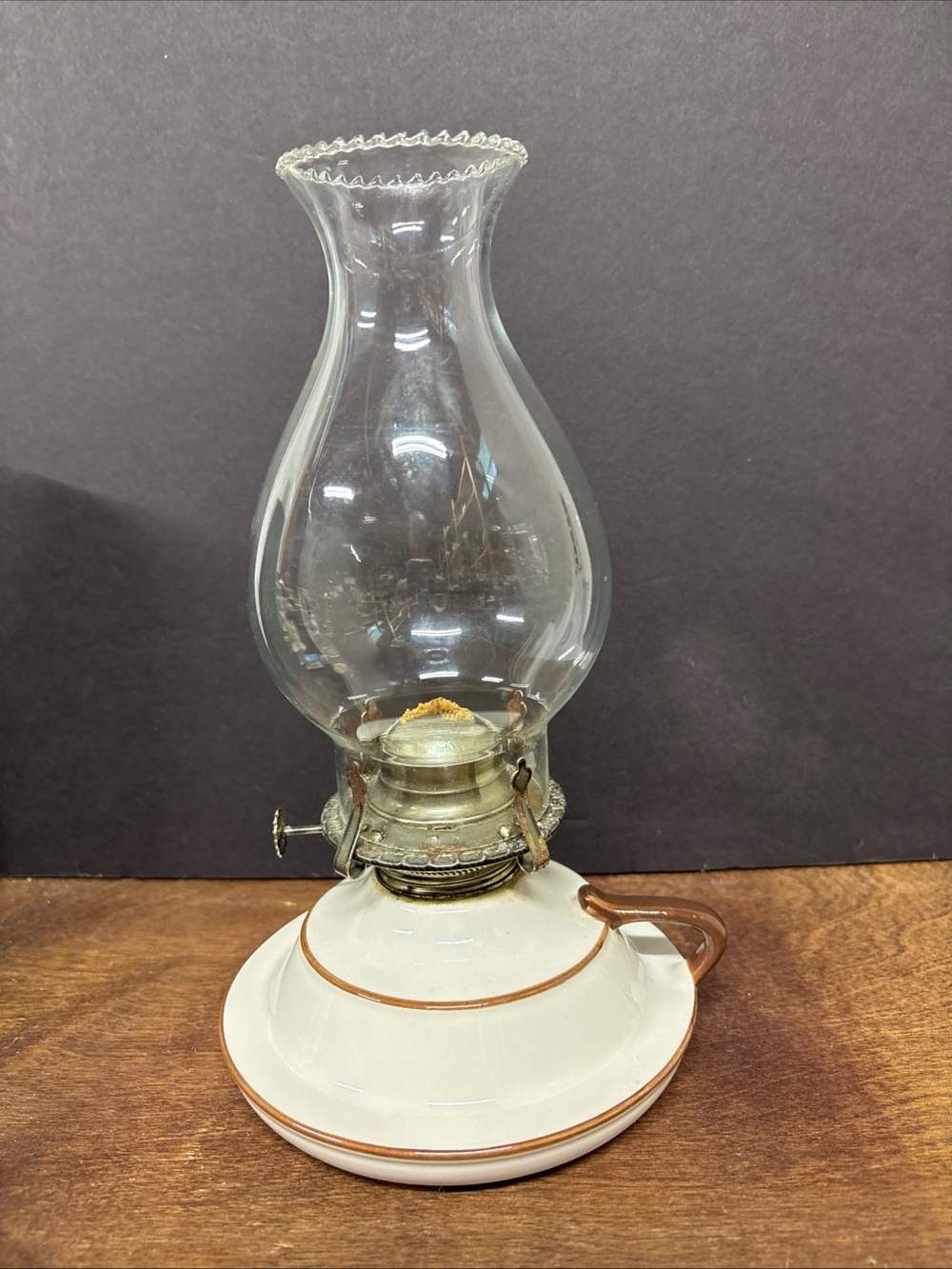 Lamplight Farms USA Cream and Gold Vintage Glass Oil Lamp